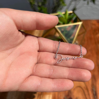 Personalized Name Necklace, Custom Signature Necklace in Gold or Silver, Dainty Name Jewelry Made in USA, Gift for Her