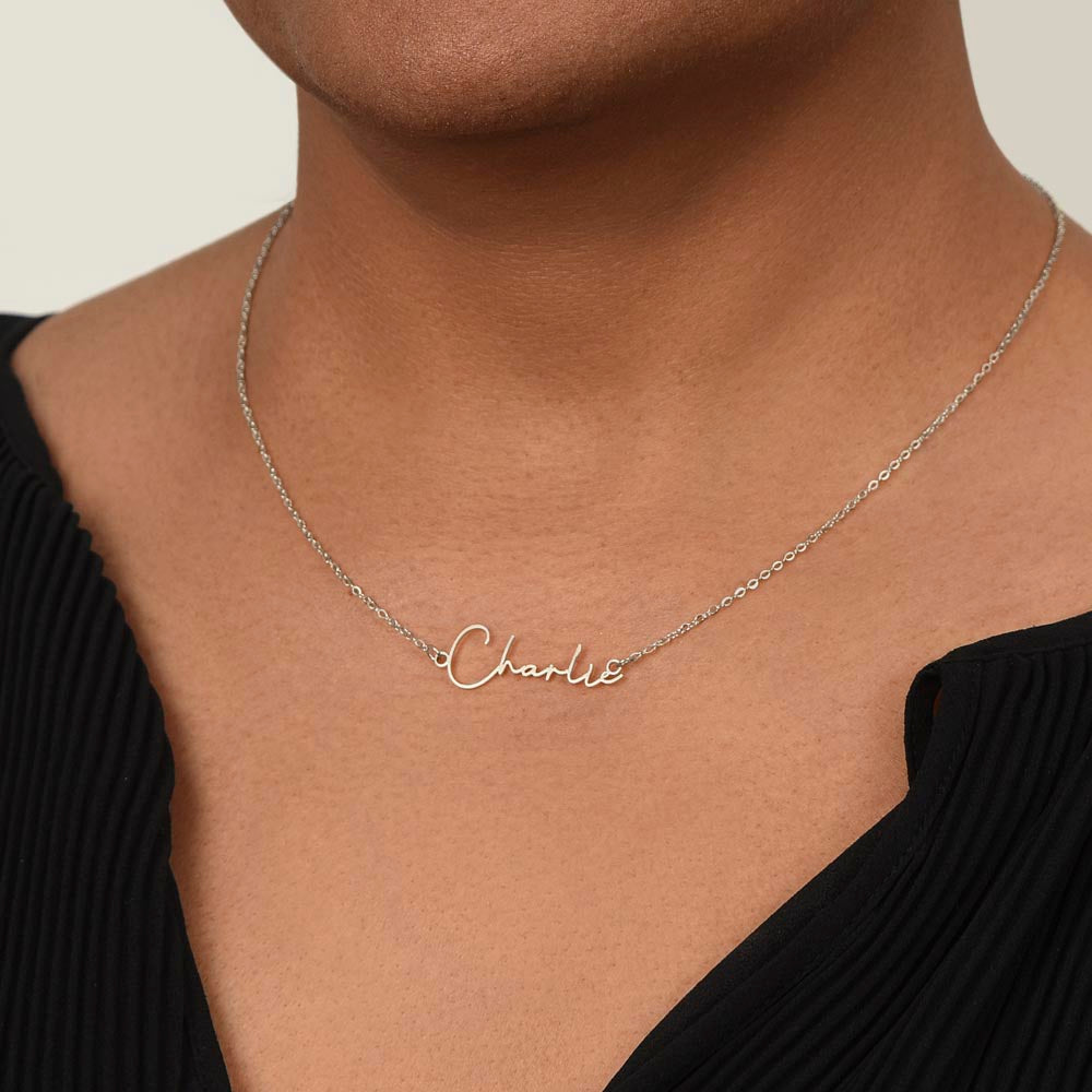 Personalized Name Necklace, Custom Signature Necklace in Gold or Silver, Dainty Name Jewelry Made in USA, Gift for Her