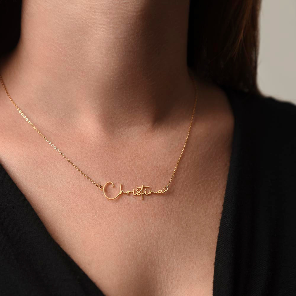 Personalized Name Necklace, Custom Signature Necklace in Gold or Silver, Dainty Name Jewelry Made in USA, Gift for Her