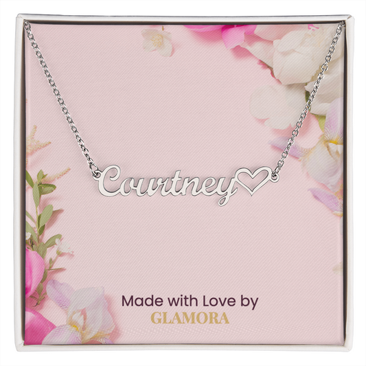 Custom Gold Name Necklace With Heart