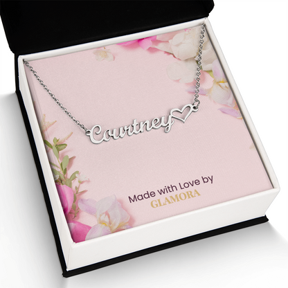 Custom Gold Name Necklace With Heart