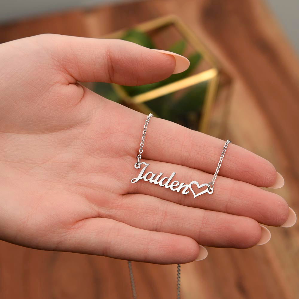 Custom Gold Name Necklace With Heart