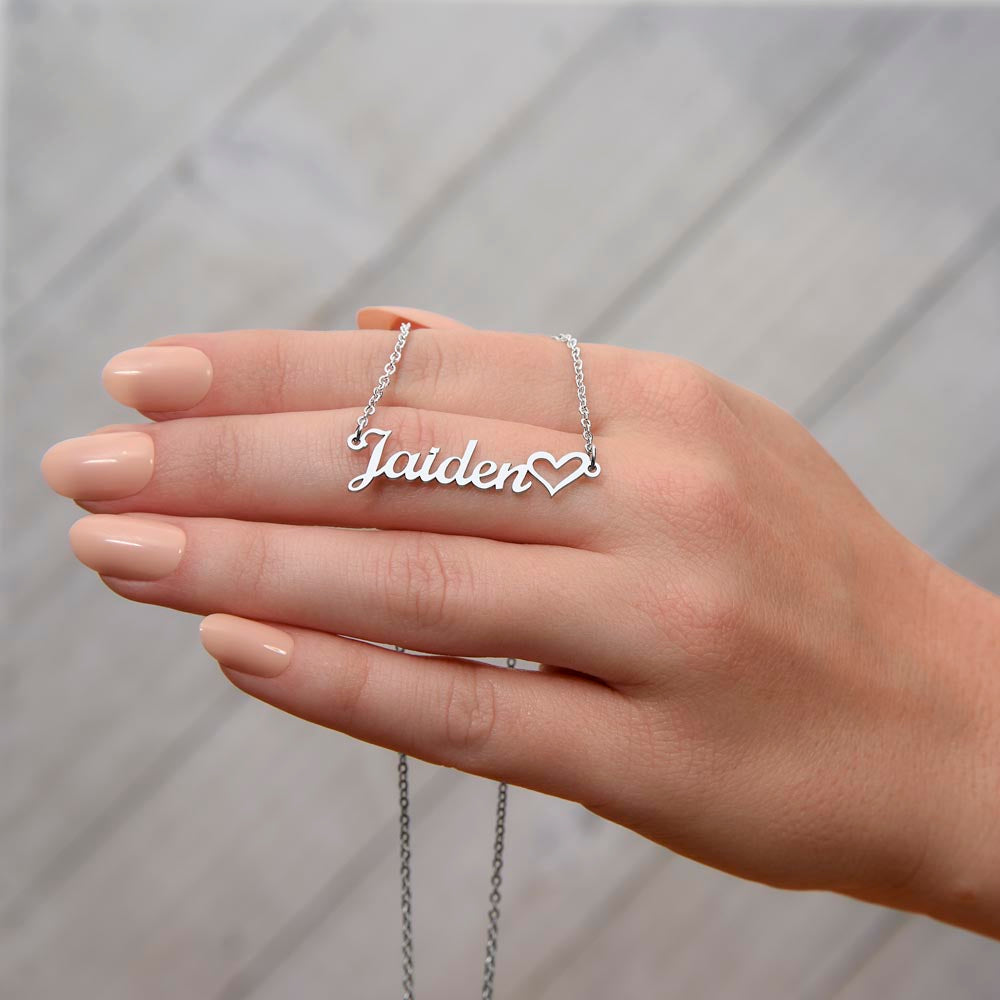 Custom Gold Name Necklace With Heart
