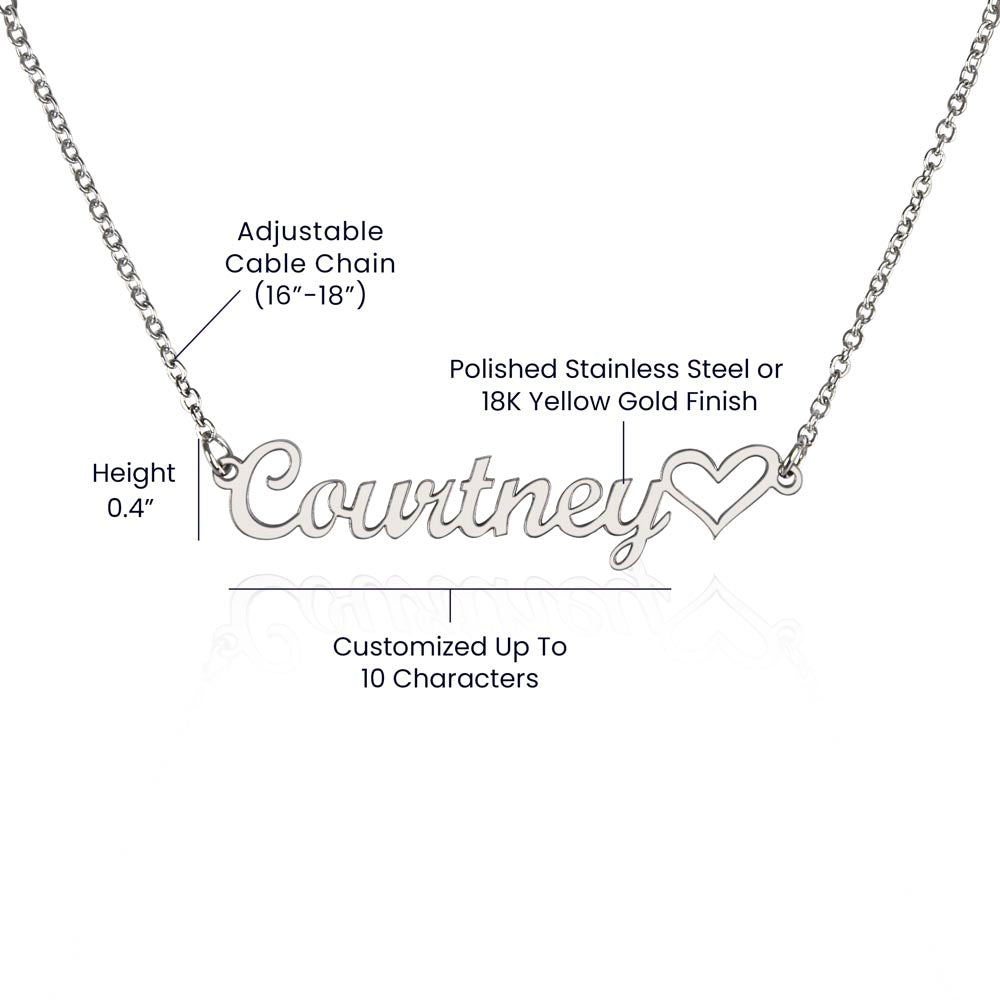 Custom Gold Name Necklace With Heart