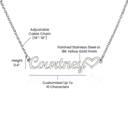 Custom Gold Name Necklace With Heart