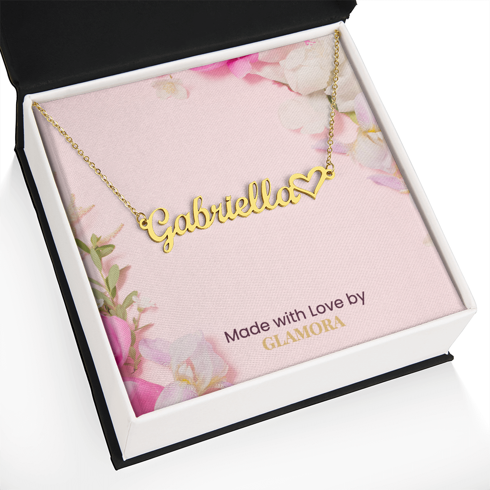 Custom Gold Name Necklace With Heart