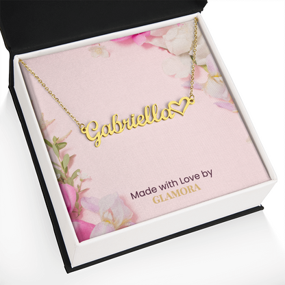 Custom Gold Name Necklace With Heart