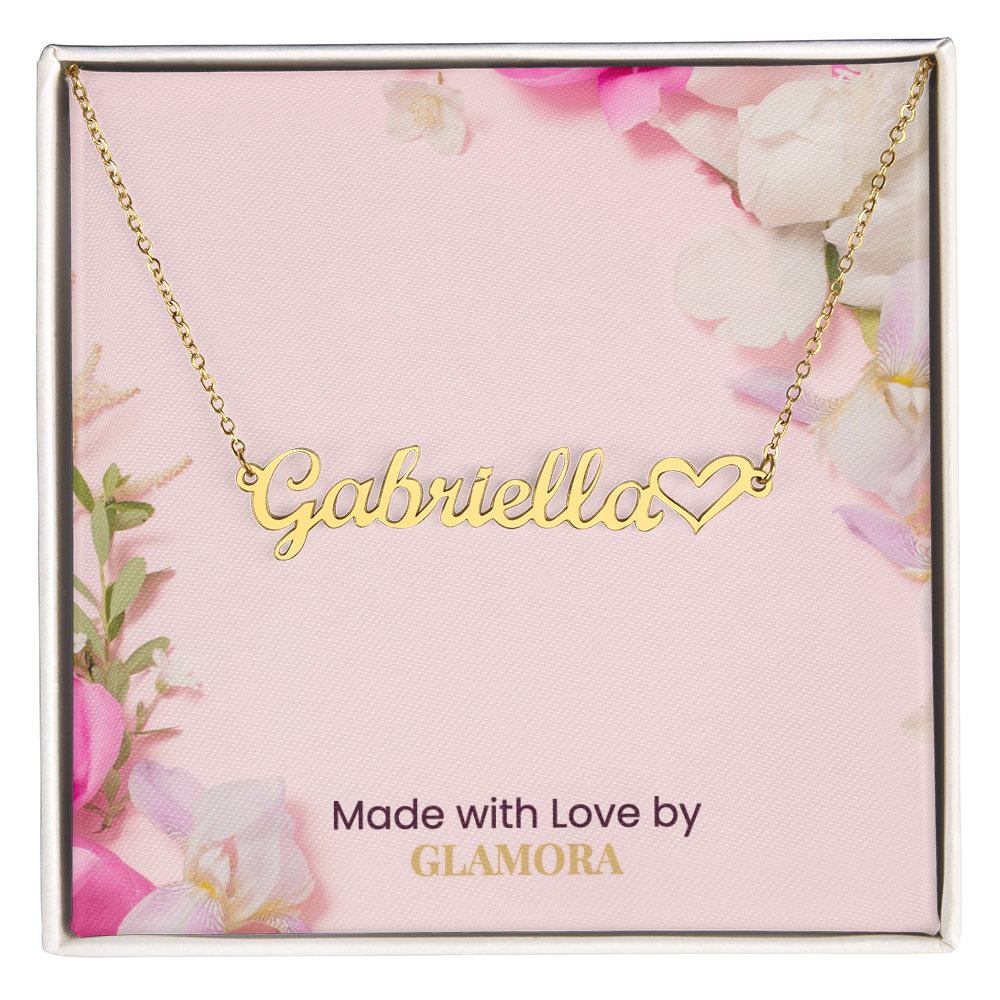 Custom Gold Name Necklace With Heart