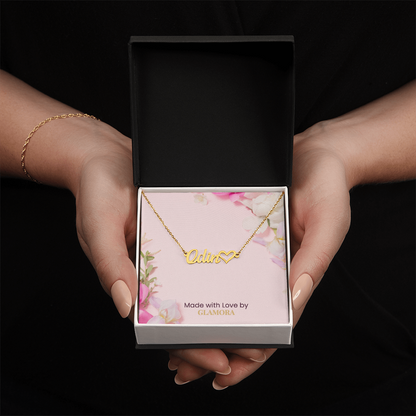 Custom Gold Name Necklace With Heart