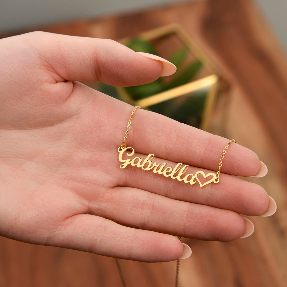 Custom Gold Name Necklace With Heart