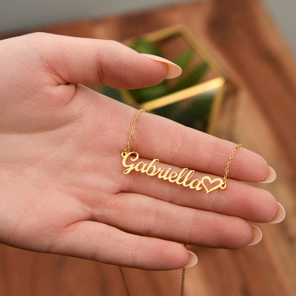 Custom Gold Name Necklace With Heart