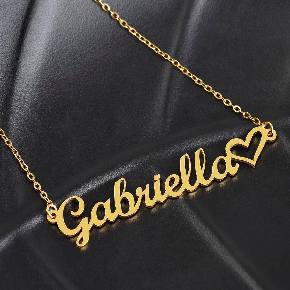 Custom Gold Name Necklace With Heart