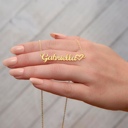 Custom Gold Name Necklace With Heart