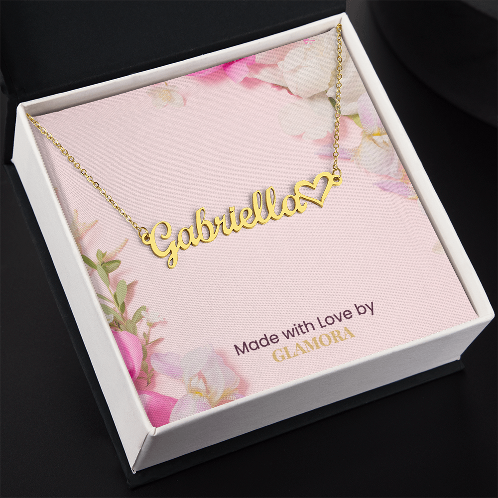 Custom Gold Name Necklace With Heart