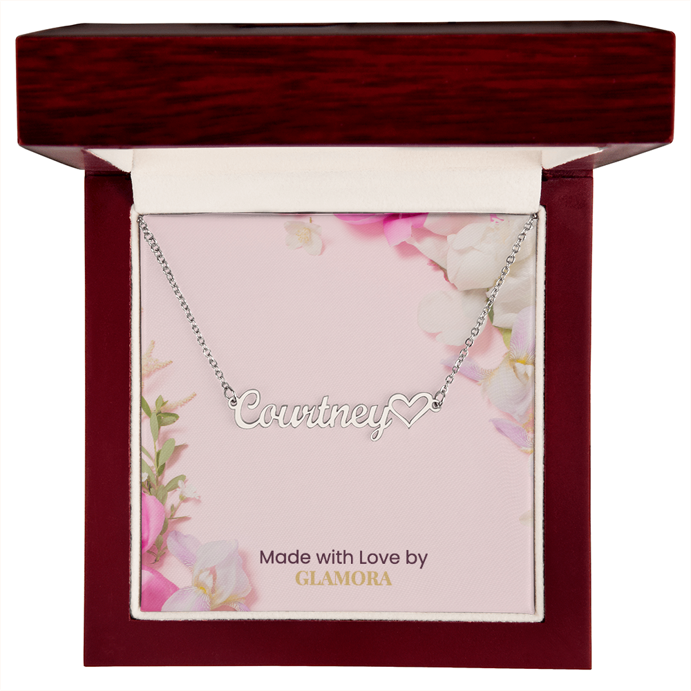 Custom Gold Name Necklace With Heart