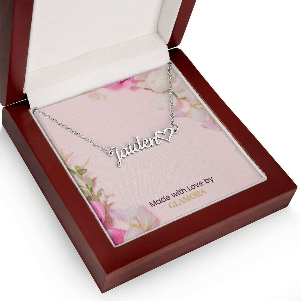 Custom Gold Name Necklace With Heart