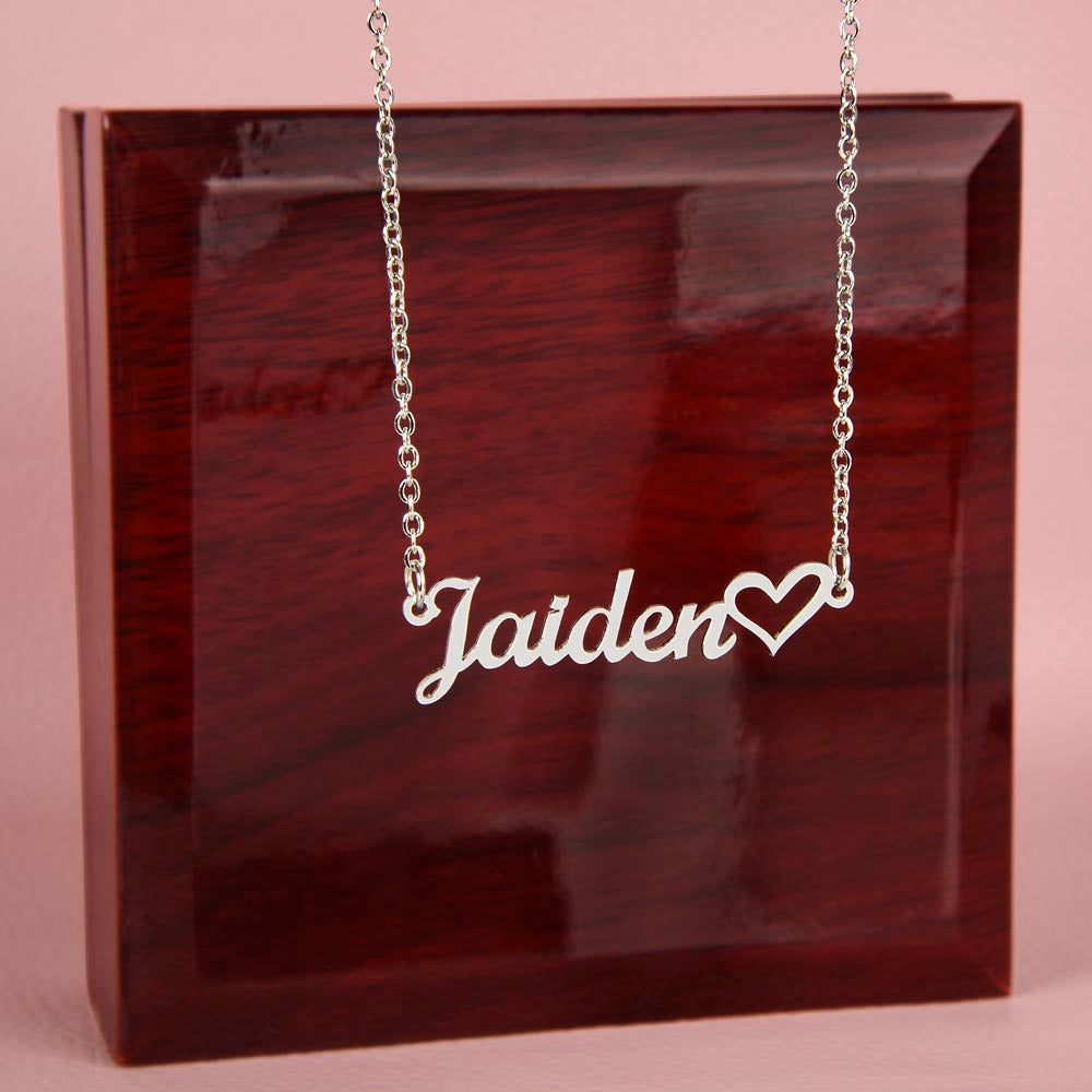 Custom Gold Name Necklace With Heart