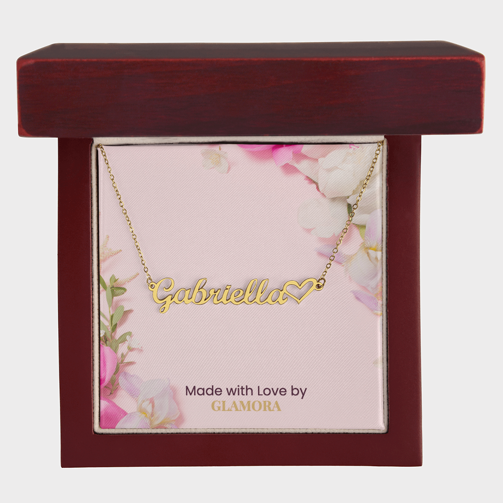 Custom Gold Name Necklace With Heart