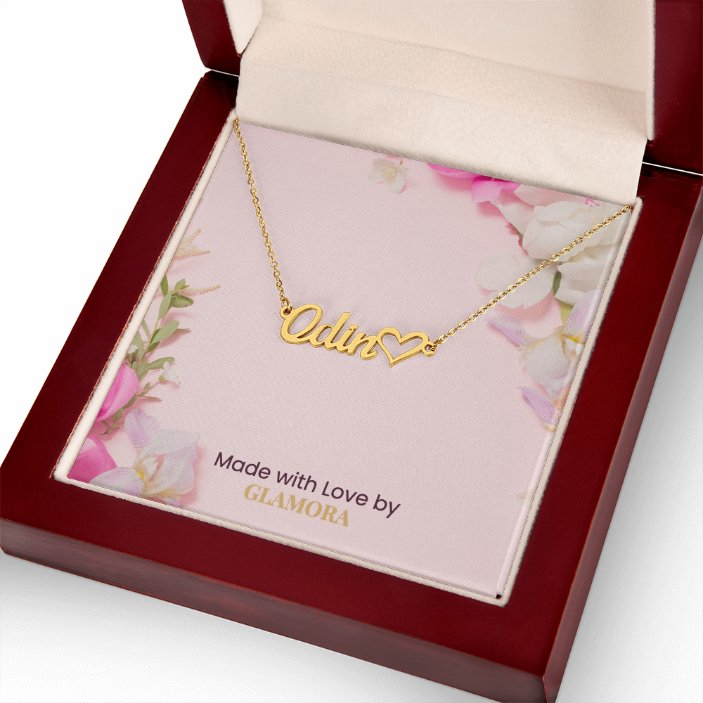 Custom Gold Name Necklace With Heart