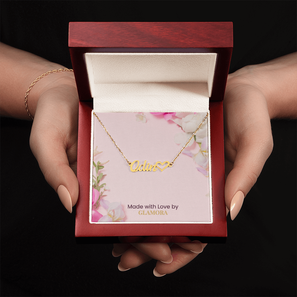 Custom Gold Name Necklace With Heart