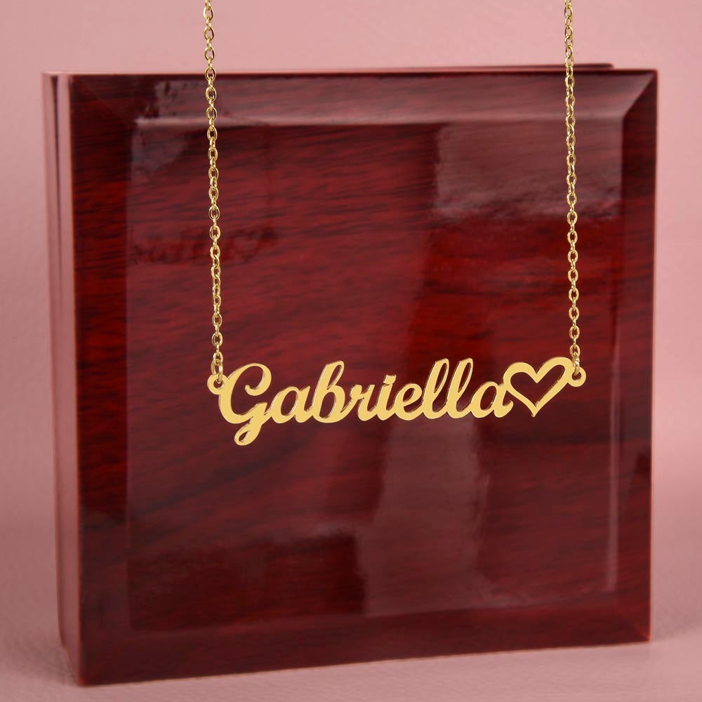 Custom Gold Name Necklace With Heart